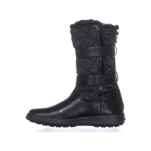 NEW Michael Kors FLAT Aaron fur trimmed quilted leather winter Boots 10 - Picture 4 of 15